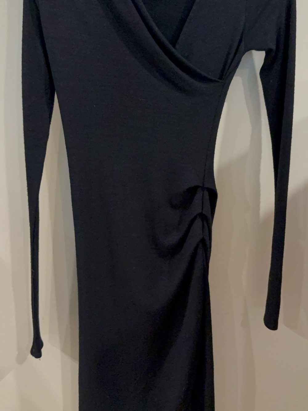 Wilfred Black Long-Sleeve Wrap-Style Dress